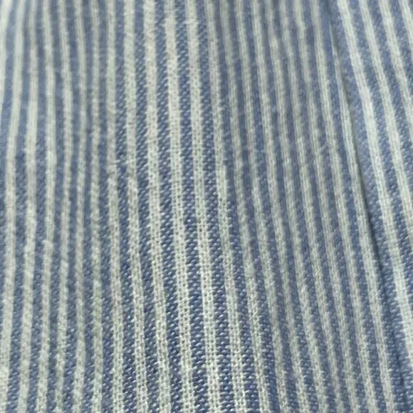 Justfab Striped Linen Blend Shirt Dress Sz XXL Blue White Button-Front Waist Tie - Picture 5 of 9